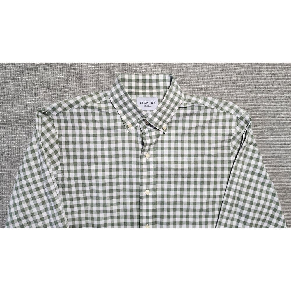 Ledbury Green Gingham Button Down Shirt Men’s 16½ L Classic Fit‎